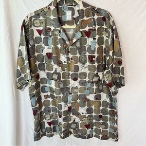 Burma Bibas Men's Silk Button Down Shirt Cocktail Resort Groovy Size: M